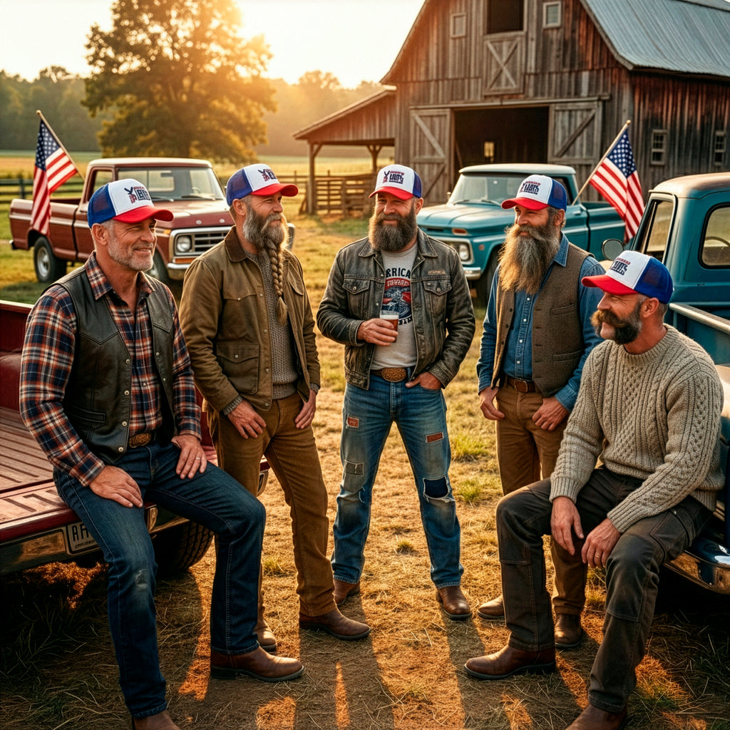 Trucker Cap — 100% American Eagle Flag Design (Patriotic Fourth of July Hat)